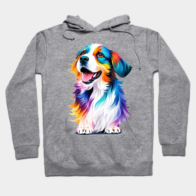 Cute Puppy In Watercolor Style - AI Art Hoodie by Asarteon